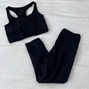 Girlfriend Collective Matching Set Black Bra & High Rise Cropped Leggings Small